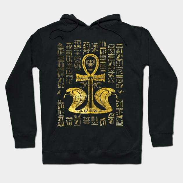 Egyptian cross ankh with Uraeus the Cobra Hoodie by Nartissima